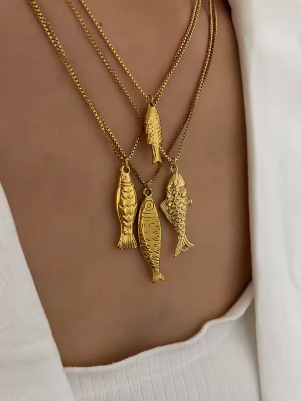 AquaPisces Gold Plated Fish Pendant Necklace - Image 5