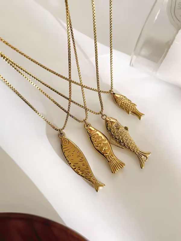 AquaPisces Gold Plated Fish Pendant Necklace - Image 3