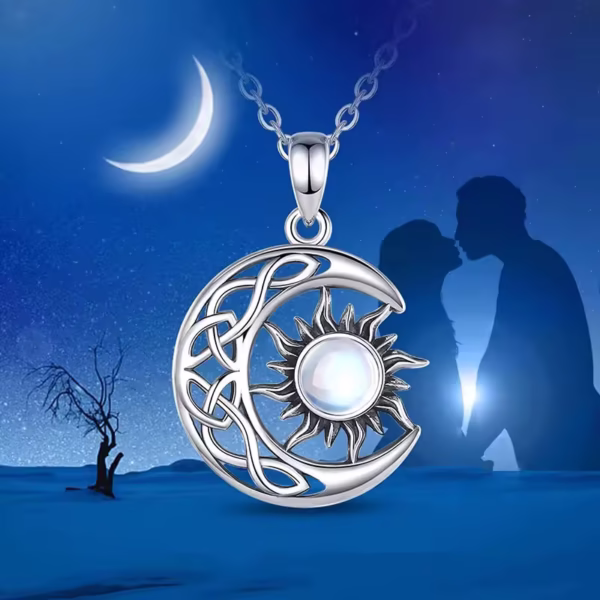 LunaSol Vintage Moon & Sun Pendant Necklace - Image 5