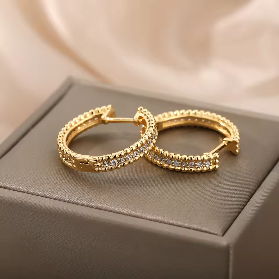 Round zircon crystal hoop earrings Celestia
