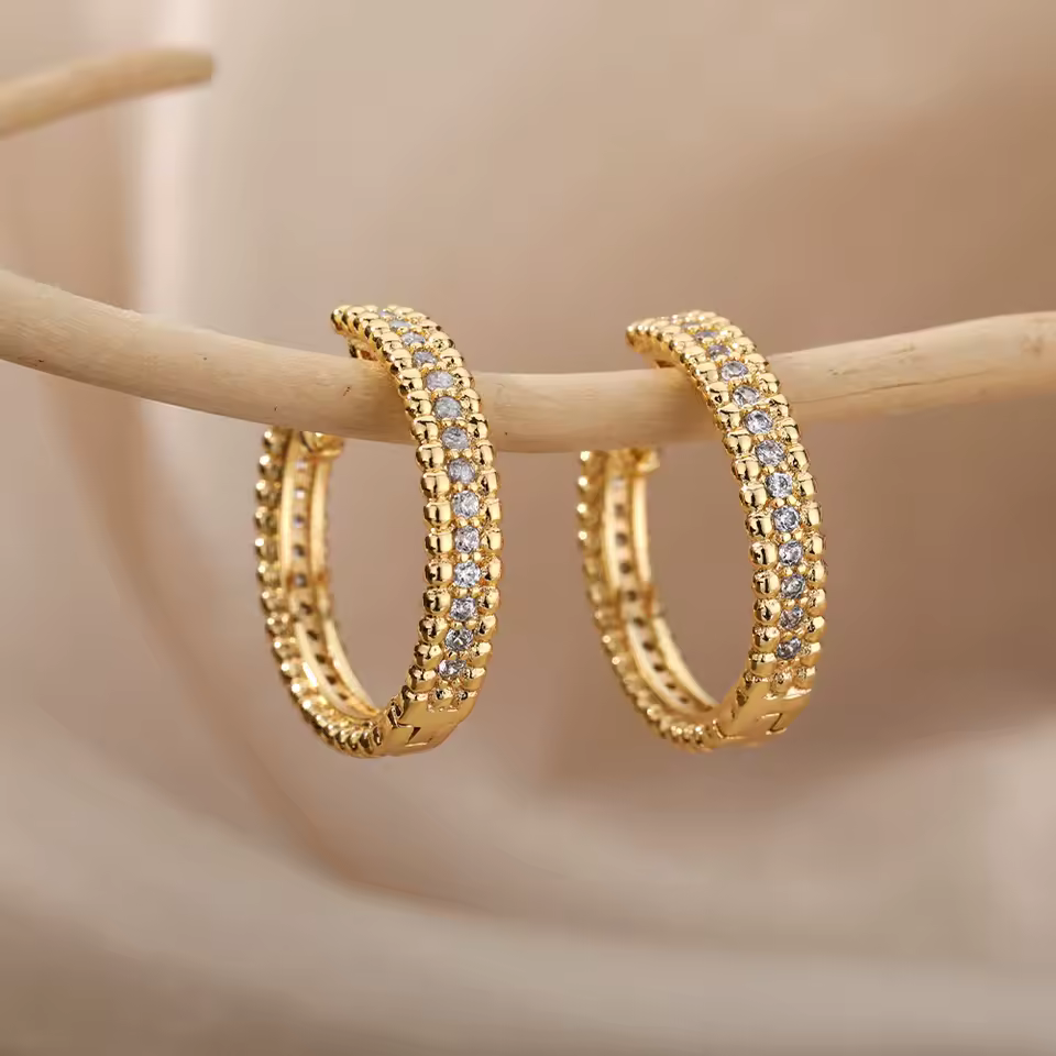 Celestia Round Zircon Crystal Hoop Earrings - Image 5