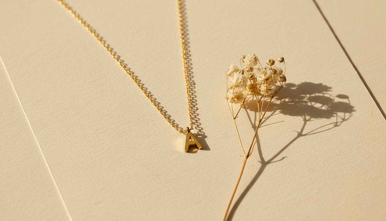 Delicate 14k gold initial letter pendant necklace — personalized jewelry gift idea