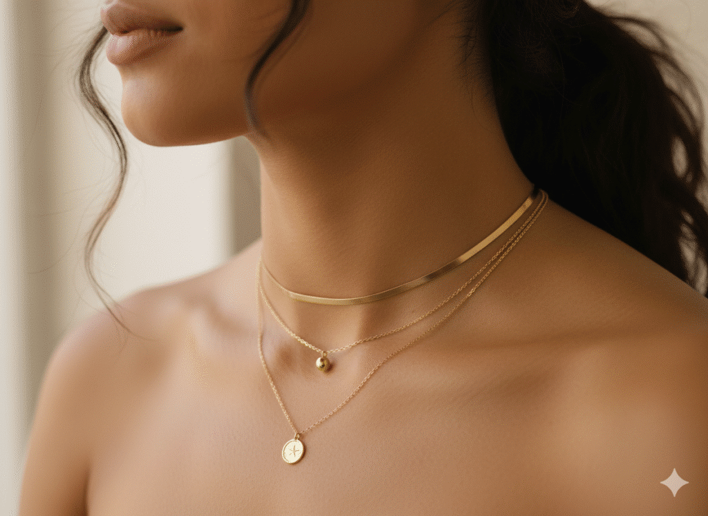 How to layer dainty gold necklaces for an elegant, everyday minimalist jewelry look