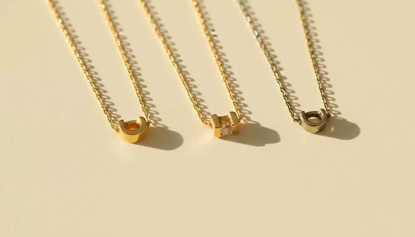 Visual comparison of solid gold, gold vermeil, and gold plated necklace quality